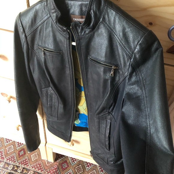NWOT blue leather motorcycle jacket - Picture 4 of 6